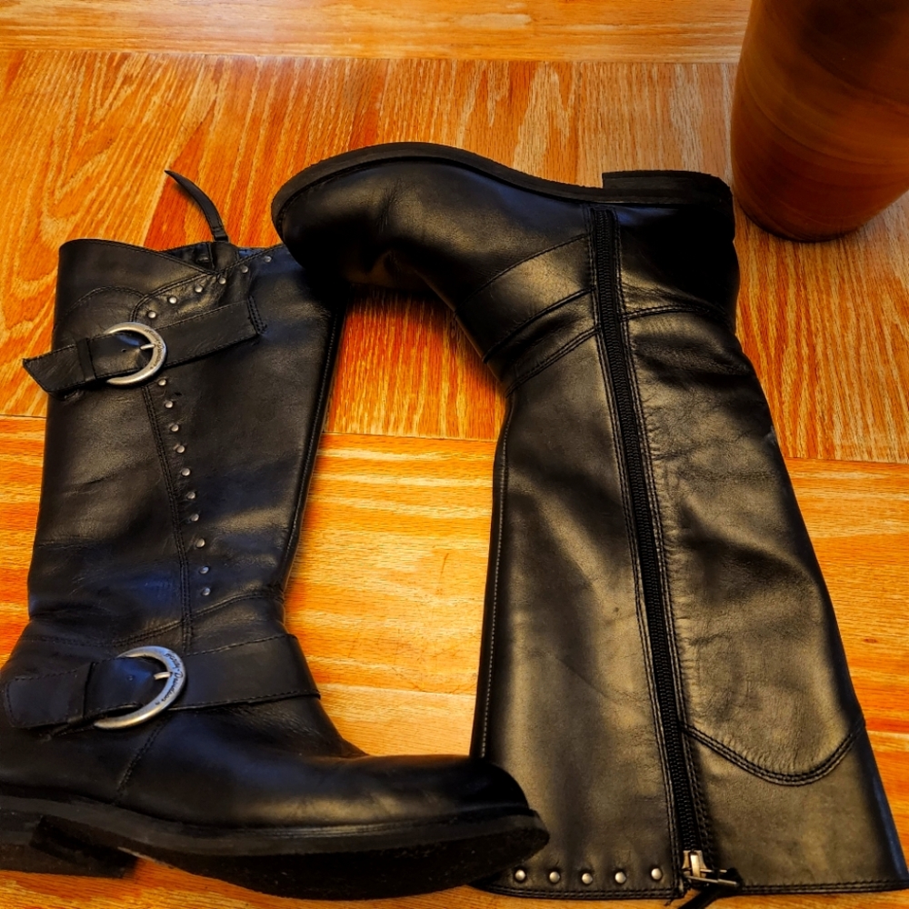 Harley Davison black leather boots - Picture 2 of 4